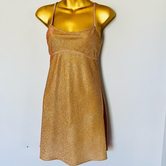 Elegant Gold Women's mini graduation Dress free Zara - Picture 1 of 4